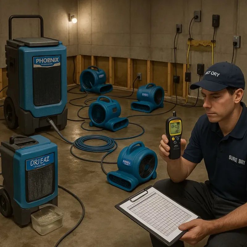 Structural Drying and Dehumidification process in Ransom County, ND